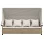 Tumbona con capota y cojines ratán sintético beige de vidaXL, Tumbonas - Ref: Foro24-368357, Precio: 271,66 €, Descuento: %