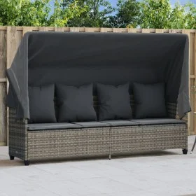 Tumbona con capota y cojines ratán sintético gris by vidaXL, Loungers - Ref: Foro24-368355, Price: 281,22 €, Discount: %