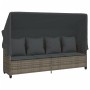 Tumbona con capota y cojines ratán sintético gris de vidaXL, Tumbonas - Ref: Foro24-368355, Precio: 269,98 €, Descuento: %