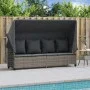 Tumbona con capota y cojines ratán sintético gris by vidaXL, Loungers - Ref: Foro24-368355, Price: 281,22 €, Discount: %