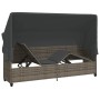 Tumbona con capota y cojines ratán sintético gris de vidaXL, Tumbonas - Ref: Foro24-368355, Precio: 269,98 €, Descuento: %