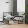 Estructura de cama con cabecero y estribo metal negro 75x190 cm de vidaXL, Camas y somieres - Ref: Foro24-376234, Precio: 67,...
