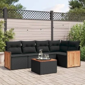 Set de sofás de jardín 6 piezas y cojines ratán sintético negro by vidaXL, Garden sets - Ref: Foro24-3260032, Price: 380,30 €...