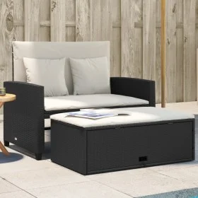 Sofá de jardín 2 plazas con cojines ratán sintético negro by vidaXL, Outdoor sofas - Ref: Foro24-365131, Price: 271,98 €, Dis...