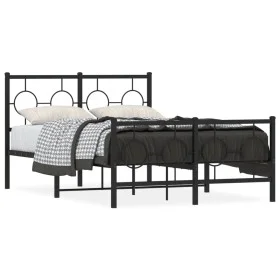 Estructura de cama con cabecero y pie metal negro 120x190 cm de vidaXL, Camas y somieres - Ref: Foro24-376241, Precio: 116,32...