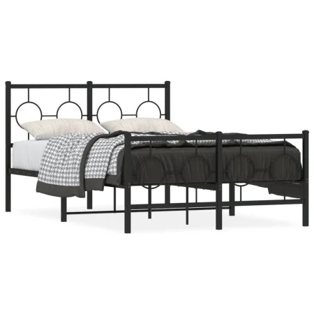 Estructura de cama con cabecero y pie metal negro 120x190 cm de vidaXL, Camas y somieres - Ref: Foro24-376241, Precio: 116,32...