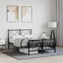 Estructura de cama con cabecero y pie metal negro 120x190 cm de vidaXL, Camas y somieres - Ref: Foro24-376241, Precio: 116,32...
