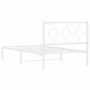 Estructura de cama de metal con cabecero blanco 100x190 cm de vidaXL, Camas y somieres - Ref: Foro24-376269, Precio: 75,14 €,...