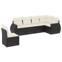 Set de sofás de jardín 6 piezas y cojines ratán sintético negro de vidaXL, Conjuntos de jardín - Ref: Foro24-3253763, Precio:...