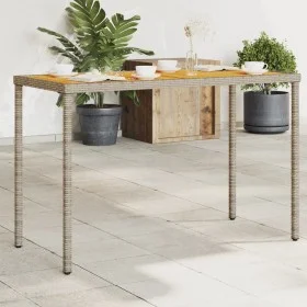 Mesa de jardín superficie de madera ratán PE gris 115x54x74 cm de vidaXL, Mesas de jardín - Ref: Foro24-365076, Precio: 79,36...