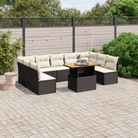 Set de sofás de jardín 10 pzas cojines ratán sintético negro de vidaXL, Conjuntos de jardín - Ref: Foro24-3271455, Precio: 59...