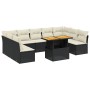 Set de sofás de jardín 10 pzas cojines ratán sintético negro de vidaXL, Conjuntos de jardín - Ref: Foro24-3271455, Precio: 59...