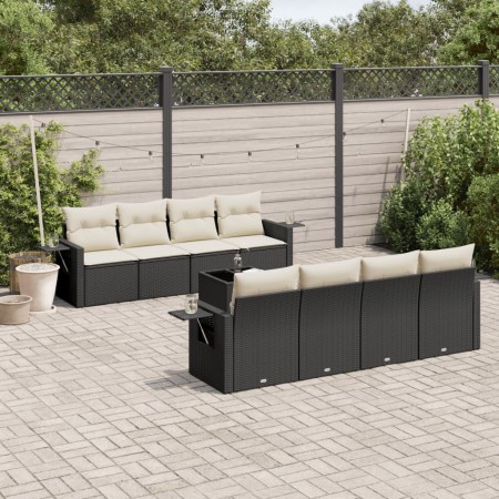 Set de sofás de jardín 8 piezas y cojines ratán sintético negro de vidaXL, Conjuntos de jardín - Ref: Foro24-3252283, Precio:...
