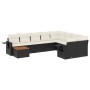 Set de sofás de jardín 10 pzas cojines ratán sintético negro de vidaXL, Conjuntos de jardín - Ref: Foro24-3257057, Precio: 60...
