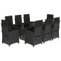 Set de comedor de jardín 9 pzas y cojines ratán sintético negro de vidaXL, Conjuntos de jardín - Ref: Foro24-3212489, Precio:...
