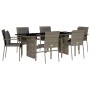 Set comedor jardín 7 pzas y cojines ratán sintético gris de vidaXL, Conjuntos de jardín - Ref: Foro24-3213492, Precio: 530,10...