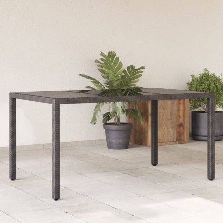 Mesa de jardín superficie de vidrio ratán PE negro 150x90x75 cm de vidaXL, Mesas de jardín - Ref: Foro24-365531, Precio: 144,...