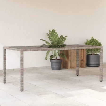 Mesa de jardín superficie de vidrio ratán PE gris 190x90x75 cm de vidaXL, Mesas de jardín - Ref: Foro24-365538, Precio: 194,5...