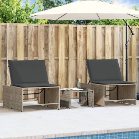 Tumbonas con mesita 2 unidades ratán sintético gris de vidaXL, Tumbonas - Ref: Foro24-368424, Precio: 173,50 €, Descuento: %
