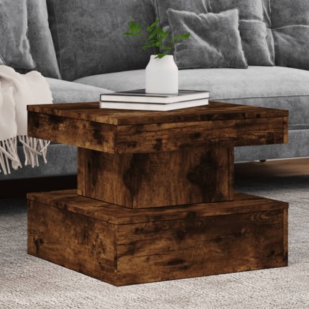 Mesa de centro con luces LED roble ahumado 50x50x40 cm de vidaXL, Mesas de centro - Ref: Foro24-839844, Precio: 76,82 €, Desc...