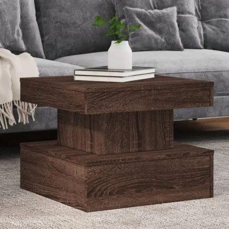Mesa de centro con luces LED marrón roble 50x50x40 cm de vidaXL, Mesas de centro - Ref: Foro24-839846, Precio: 65,74 €, Descu...