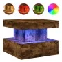 Mesa de centro con luces LED roble ahumado 50x50x40 cm de vidaXL, Mesas de centro - Ref: Foro24-839844, Precio: 75,37 €, Desc...