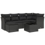 Set de comedor de jardín 7 pzas y cojines ratán sintético negro de vidaXL, Conjuntos de jardín - Ref: Foro24-3263181, Precio:...