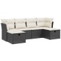 Set de sofás de jardín 6 piezas y cojines ratán sintético negro de vidaXL, Conjuntos de jardín - Ref: Foro24-3263232, Precio:...