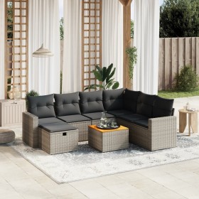Set de sofás de jardín 8 pzas y cojines ratán sintético gris de vidaXL, Conjuntos de jardín - Ref: Foro24-3264854, Precio: 45...