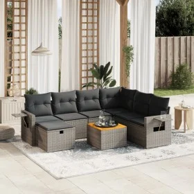 Set de sofás de jardín 8 pzas y cojines ratán sintético gris de vidaXL, Conjuntos de jardín - Ref: Foro24-3264966, Precio: 46...