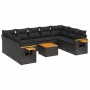Set de sofás de jardín 10 pzas cojines ratán sintético negro de vidaXL, Conjuntos de jardín - Ref: Foro24-3227119, Precio: 62...