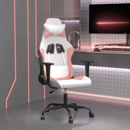 Gaming-Massagestuhl aus weißem und rosa Kunstleder von vidaXL, Gaming-Stühle - Ref: Foro24-345408, Preis: 111,79 €, Rabatt: %