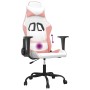 Silla gaming de masaje cuero sintético blanco y rosa de vidaXL, Sillones para videojuegos - Ref: Foro24-345408, Precio: 114,4...