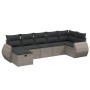Set de sofás de jardín 7 piezas con cojines ratán PE gris de vidaXL, Conjuntos de jardín - Ref: Foro24-3264126, Precio: 439,2...