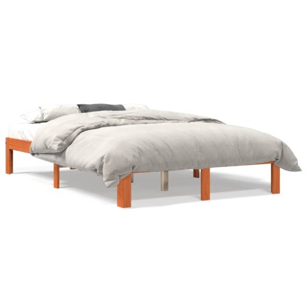 Estructura de cama madera maciza pino marrón cera 120x200 cm de vidaXL, Camas y somieres - Ref: Foro24-844170, Precio: 102,11...