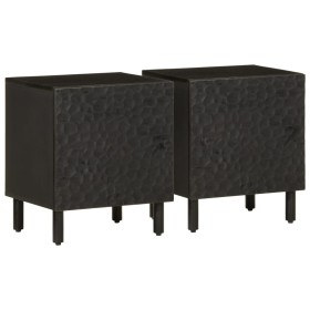 Mesitas de noche 2 uds madera maciza de mango negro 40x33x46 cm de vidaXL, Mesitas de noche - Ref: Foro24-356816, Precio: 67,...