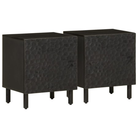 Mesitas de noche 2 uds madera maciza de mango negro 40x33x46 cm de vidaXL, Mesitas de noche - Ref: Foro24-356816, Precio: 67,...