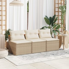 Sofá de jardín sin reposabrazos 2 uds y cojines ratán PE beige de vidaXL, Sofás de exterior - Ref: Foro24-365834, Precio: 143...
