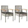 Sillas de jardín con cojín 2 uds ratán PE gris y madera acacia de vidaXL, Sillas de jardín - Ref: Foro24-366248, Precio: 133,...