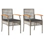 Sillas de jardín con cojín 2 uds ratán PE gris y madera acacia de vidaXL, Sillas de jardín - Ref: Foro24-366248, Precio: 114,...