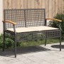 Banco de jardín con cojín ratán sintético negro y madera acacia de vidaXL, Bancos de jardín - Ref: Foro24-366255, Precio: 90,...