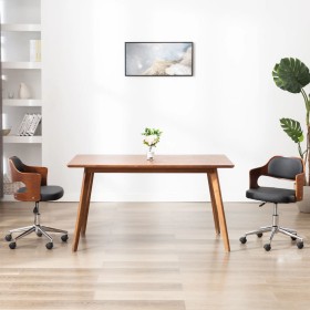 Silla de comedor giratoria madera curvada cuero sintético negro de vidaXL, Sillas de comedor - Ref: Foro24-287427, Precio: 15...