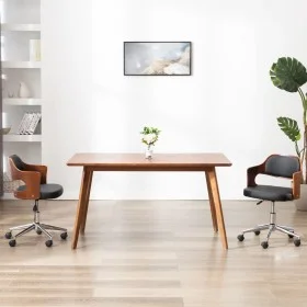 Silla de comedor giratoria madera curvada cuero sintético negro de vidaXL, Sillas de comedor - Ref: Foro24-287427, Precio: 15...