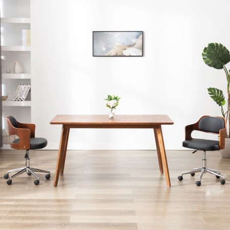 Silla de comedor giratoria madera curvada cuero sintético negro de vidaXL, Sillas de comedor - Ref: Foro24-287427, Precio: 15...