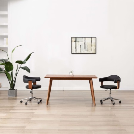 Silla de comedor giratoria madera curvada cuero sintético negro de vidaXL, Sillas de comedor - Ref: Foro24-287415, Precio: 14...