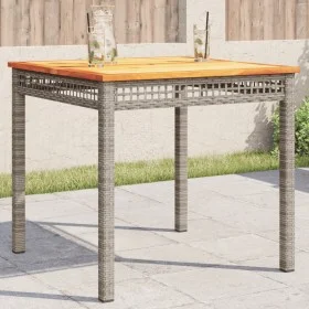 Mesa de jardín ratán sintético madera acacia gris 80x80x75 cm de vidaXL, Mesas de jardín - Ref: Foro24-366274, Precio: 118,16...