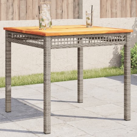 Mesa de jardín ratán sintético madera acacia gris 80x80x75 cm de vidaXL, Mesas de jardín - Ref: Foro24-366274, Precio: 96,76 ...