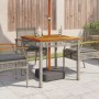 Mesa de jardín ratán sintético madera acacia gris 80x80x75 cm de vidaXL, Mesas de jardín - Ref: Foro24-366274, Precio: 96,76 ...