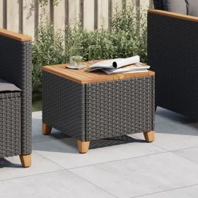 Mesa de jardín ratán sintético madera acacia negro 45x45x37 cm by vidaXL, Garden tables - Ref: Foro24-366325, Price: 56,94 €,...