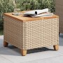 Mesa de jardín ratán sintético madera acacia beige 45x45x37 cm de vidaXL, Mesas de jardín - Ref: Foro24-366327, Precio: 56,97...